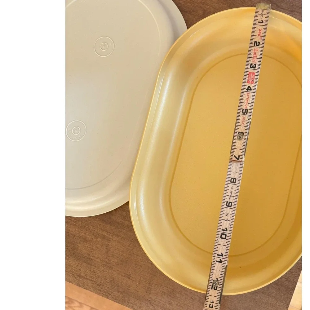Vintage‎ Tupperware 3 Pc Oval Server Harvest Gold Hot Cold